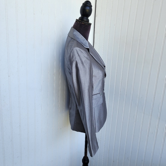 Bloomingdale’s Tahari ASL Womens Silver Gray Jacket Blazer Classic Sz 2 - Picture 4 of 12